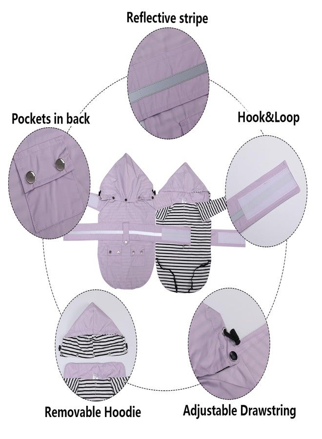 Morezi Dog Raincoat Puppy rain Jacket with Removable Hood for Small Medium Breeds Reflective Strap Storage Pockets in Cold Day Purple L - Image 3